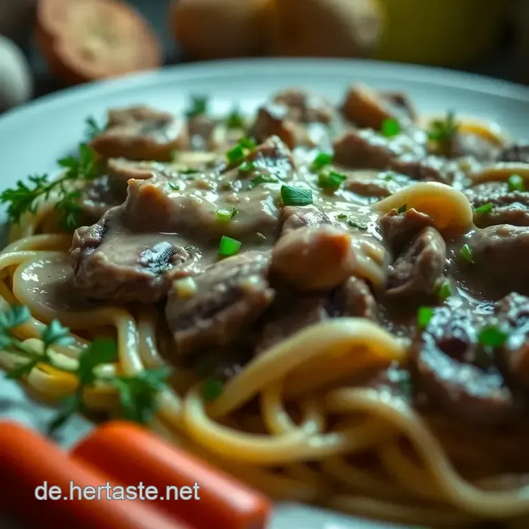 Boeuf Stroganoff &ndash; Ein Klassisches Russisches Rindfleischgericht presentation