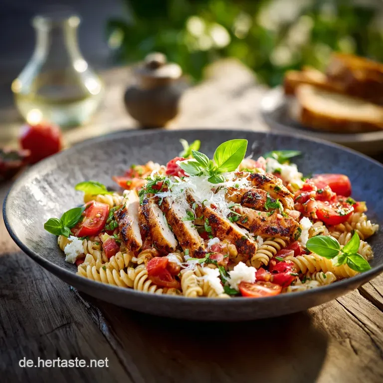 Bruschetta Pasta mit H&auml;hnchenstreifen Frischer italienischer Genuss in 35 Min