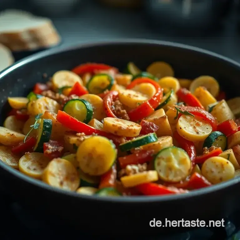 Bunte Gem&uuml;sepfanne mit Kr&auml;utern und Gew&uuml;rzen