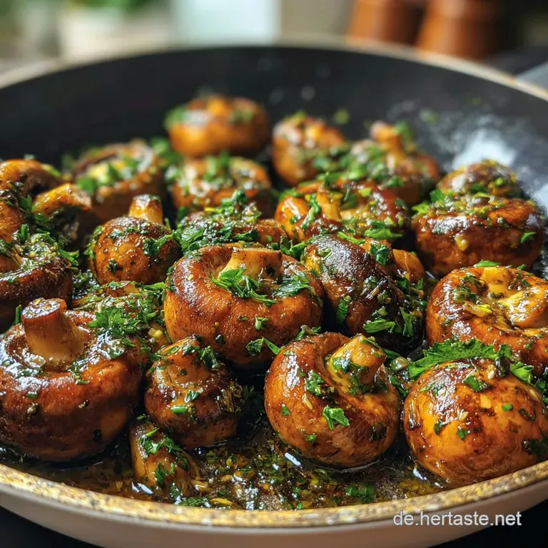 Creamy mushroom and herb sauce coats plump pasta, artfully arranged. Sprigs of fresh herbs add vibrant green to the rustic...