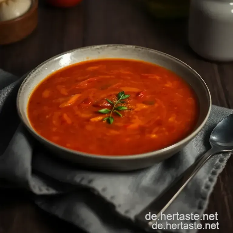 Cremige Tomatensuppe Mit Frischem Basilikum presentation
