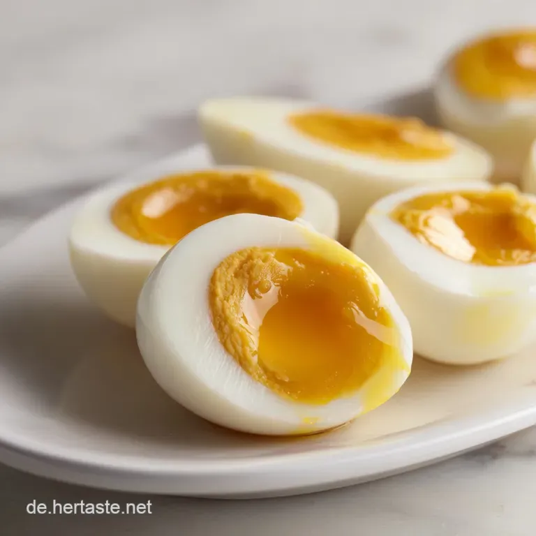 Pellierte Eier auf einem rustikalen Holzbrett, garniert mit frischem Schnittlauch und groben Meersalzkristallen.