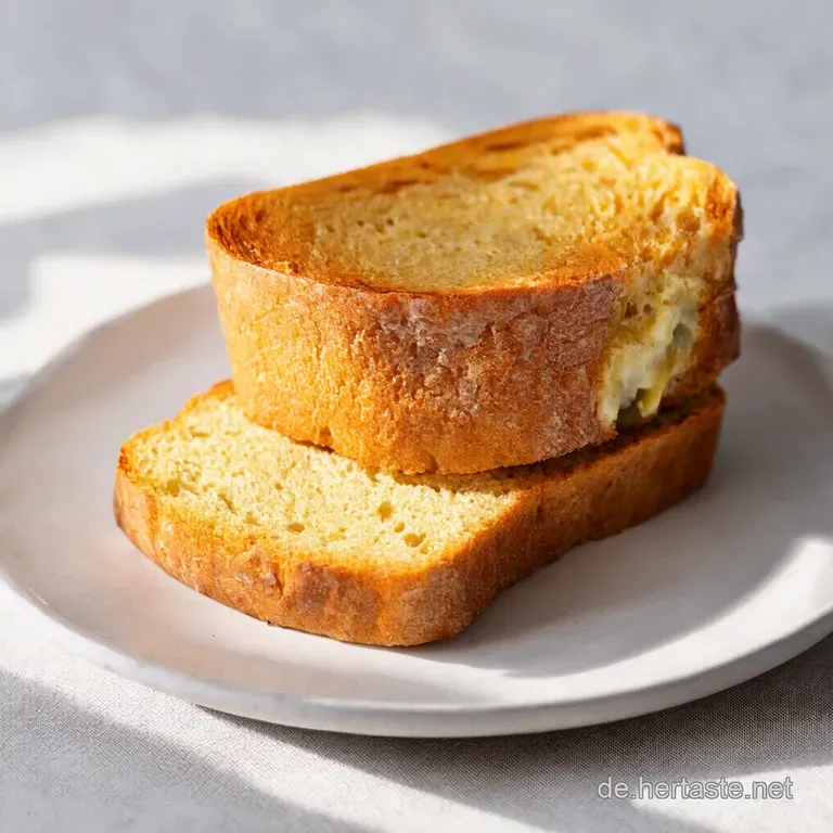 Der doppelte ToastGenuss Herzhafter K&auml;seToast auf Knoblauchbrot