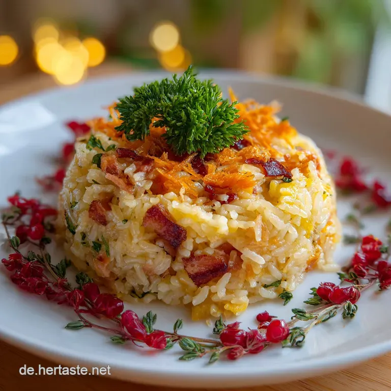 A generous portion of Djuvec Reis, beautifully mounded with fresh parsley garnish.