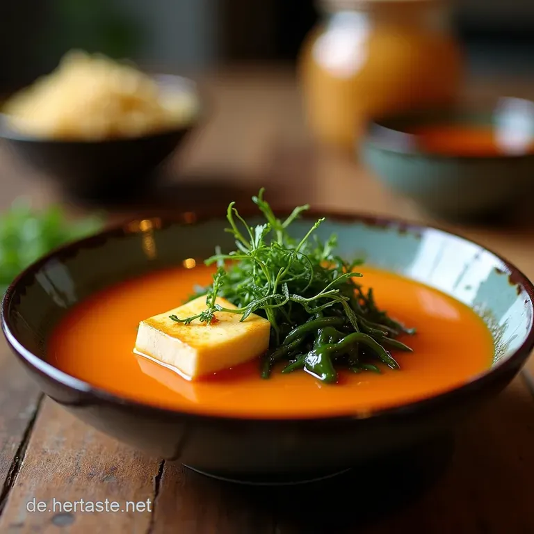 Klassische Miso Suppe Mit Tofu Und Wakame presentation