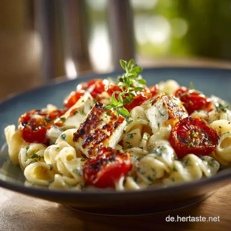 Pasta Mit Gegrillten Kirschtomaten Und K&auml;se: Das Schnelle Feierabendgericht Mit Cremigem Feta presentation