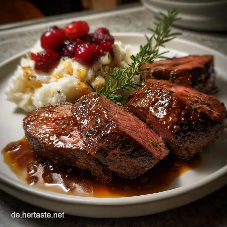 Zartrosa Rinderfilet mit Kr&auml;uterkruste