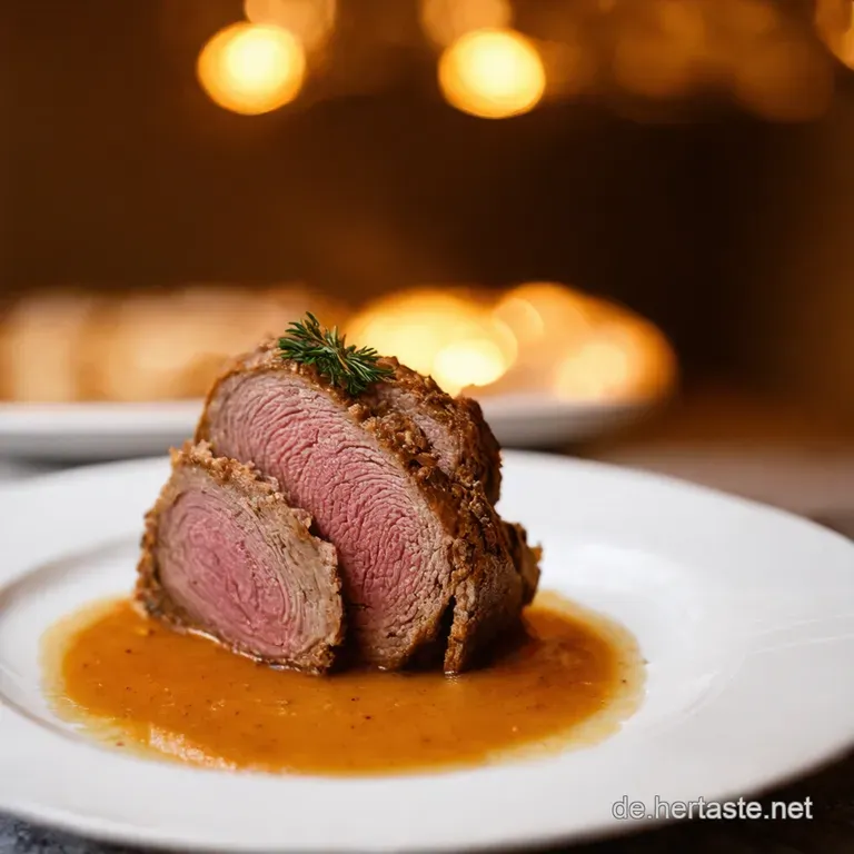 Festtagsrehbraten Mit Preiselbeerjus presentation