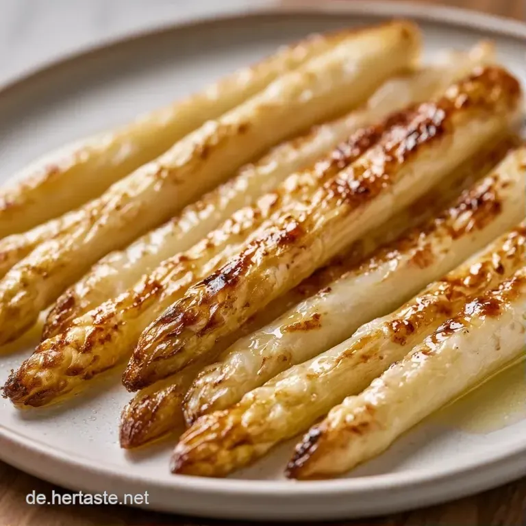 Elegant angerichteter, gl&auml;nzender gr&uuml;ner Spargel auf einer Platte, garniert mit gelben Zitronenscheiben und Kr&auml;utern.