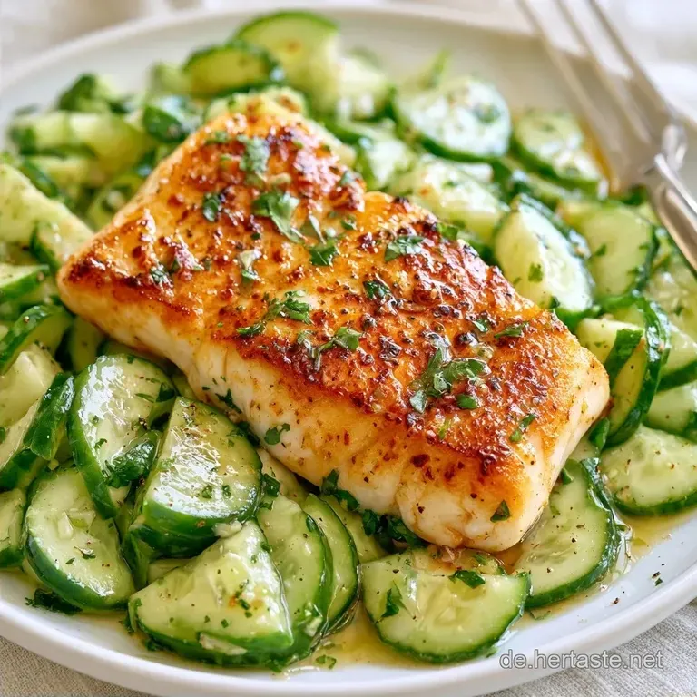Gebratenes Fischfilet mit Gurkensalat in 25 Minuten