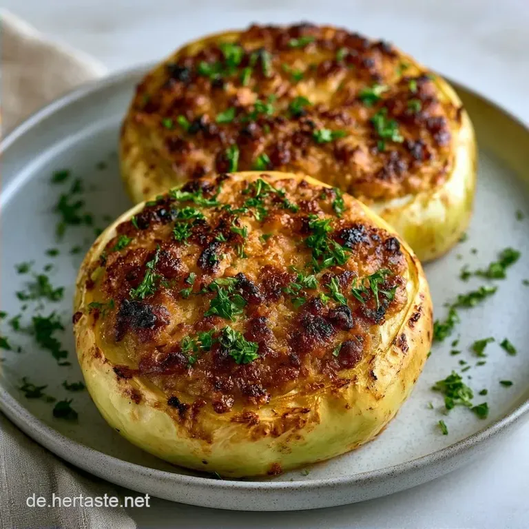 Gef&uuml;llte Kohlrabi mit Hackfleisch und Tomatenso&szlig;e