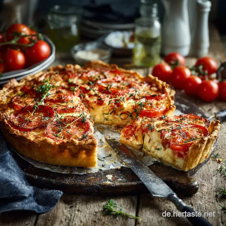 Unsere Gemserschen Tarte: Herzhafte Sommer-Quiche Mit Tomaten Ziegenk&auml;se presentation