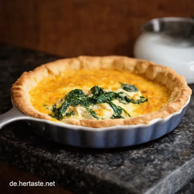 Goldbraune Lachsspinatquiche presentation