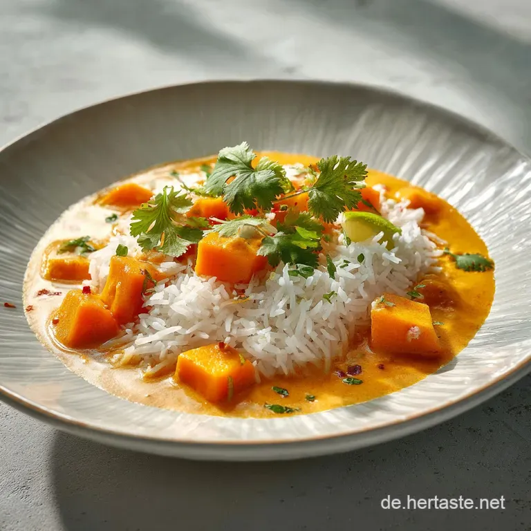 K&uuml;rbiscurry mit Reis: Das Seelenw&auml;rmer Rezept