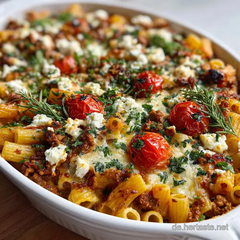 Griechischer Nudelauflauf mit Feta und Hackfleisch