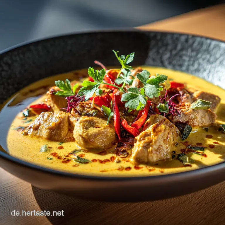 H&auml;hnchengeschnetzeltes mit CurrySahneSo&szlig;e: Zart cremig und in 35 Minuten servierfertig