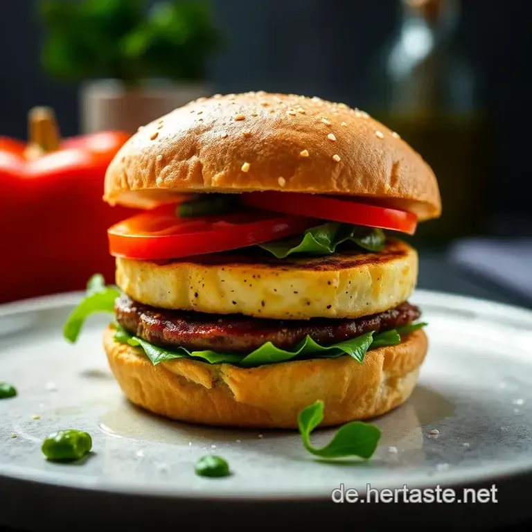Halloumi-Burger Deluxe: Veggie-Genuss Mit Grillgem&uuml;se presentation