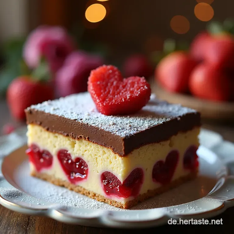Herzf&ouml;rmiger Schokoladenhimbeerkuchen presentation