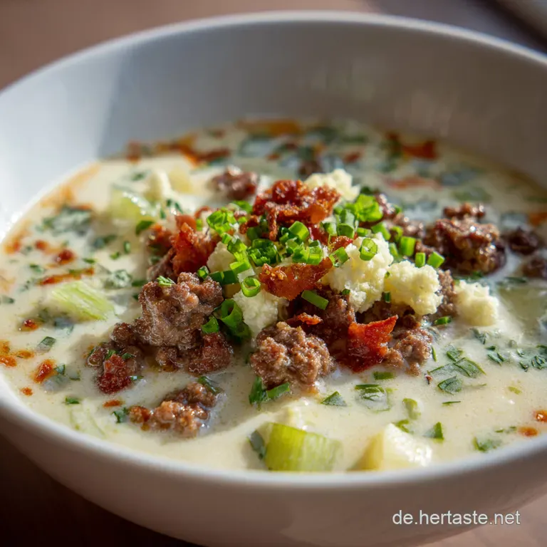 Herzhafte Hackfleisch-K&auml;se-Lauch-Suppe &ndash; So Einfach So Lecker! presentation