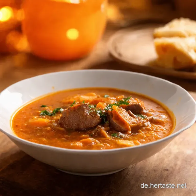 Herzhafte Lauchhackfleischsuppe presentation