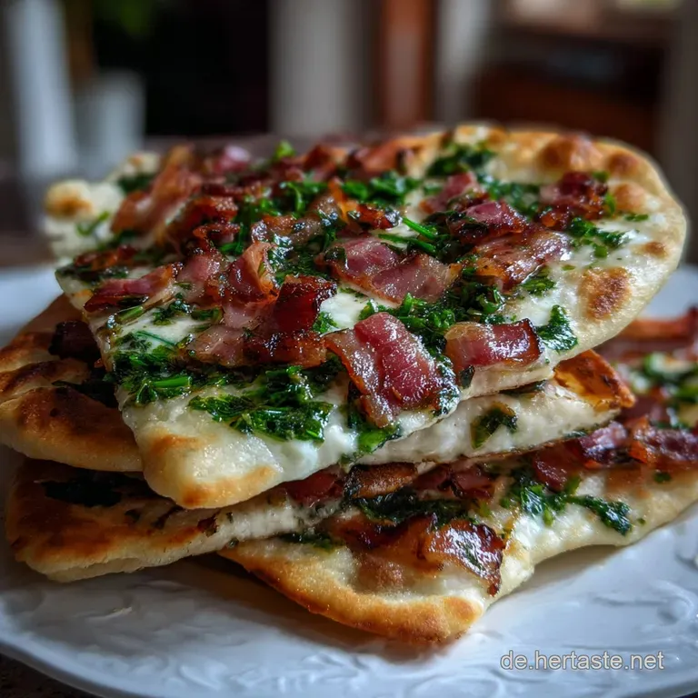 Herzhafte Low Carb BrlauchSchmandFladen mit Speck