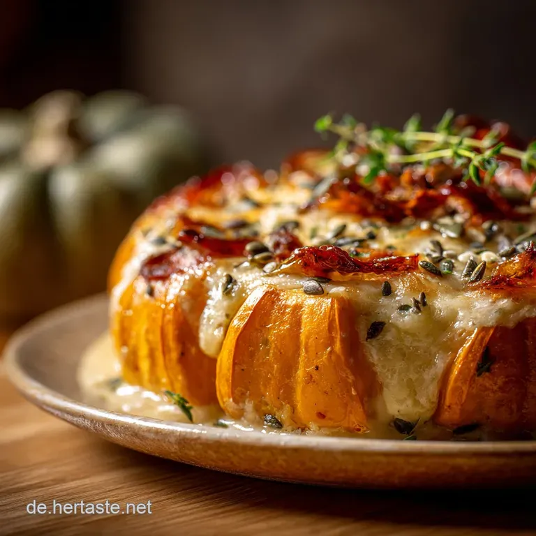 Der Goldene Herbstklassiker Herzhafter Hokkaidohackauflauf Mit K&auml;sehaube presentation