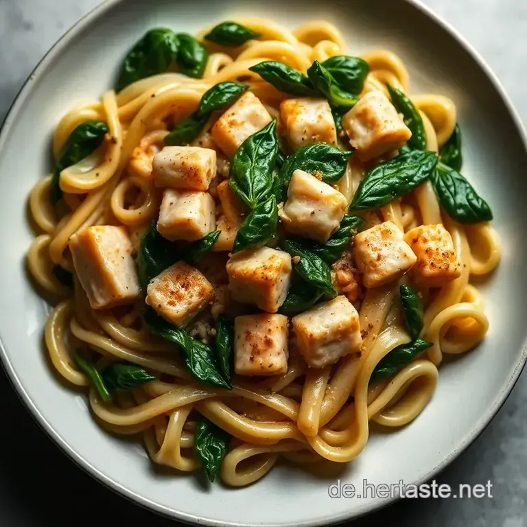 Himmlischer Nudelauflauf Mit Lachs Und Spinat presentation