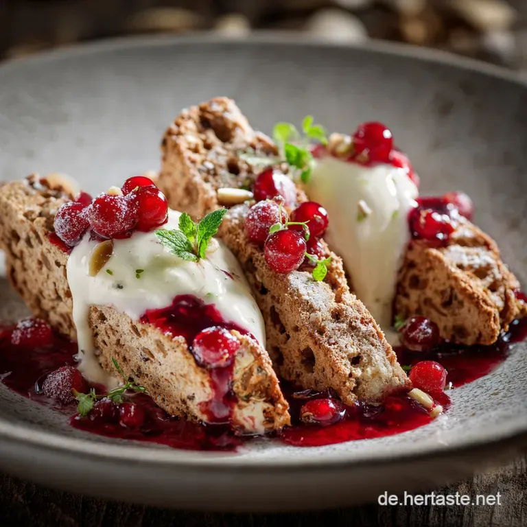 Joghurt Cantuccini Dessert Mit Pfirsichen Italienischer Sommer Im Glas presentation