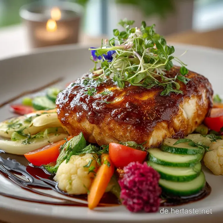 Einfach Nordisch Saftiger Kabeljau auf buntem Gem&uuml;se aus dem Blech