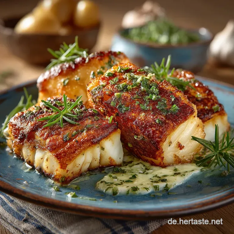 Saftiger Kabeljau Aus Dem Ofen Unser Klassiker in Aromatischer Knoblauchkr&auml;uterbutter presentation