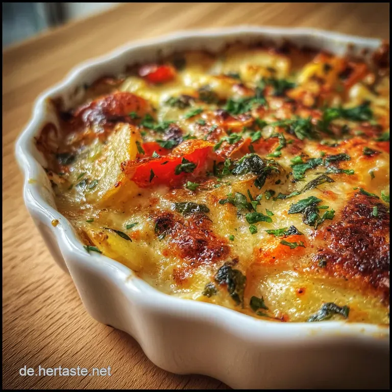 Kartoffelgratin mit Gem&uuml;se und Sahne