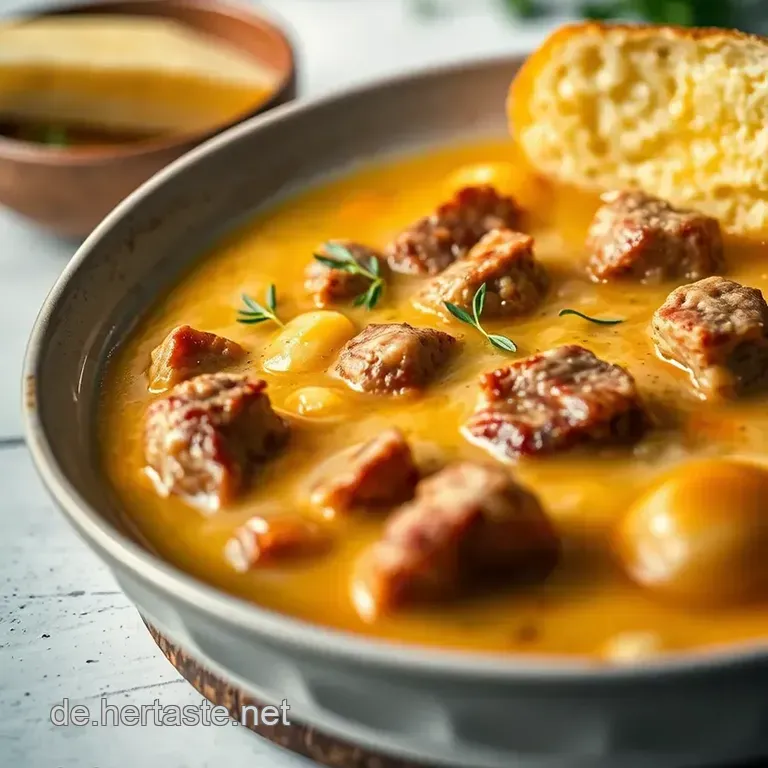 K&auml;se-Hackfleisch-Lauchsuppe presentation