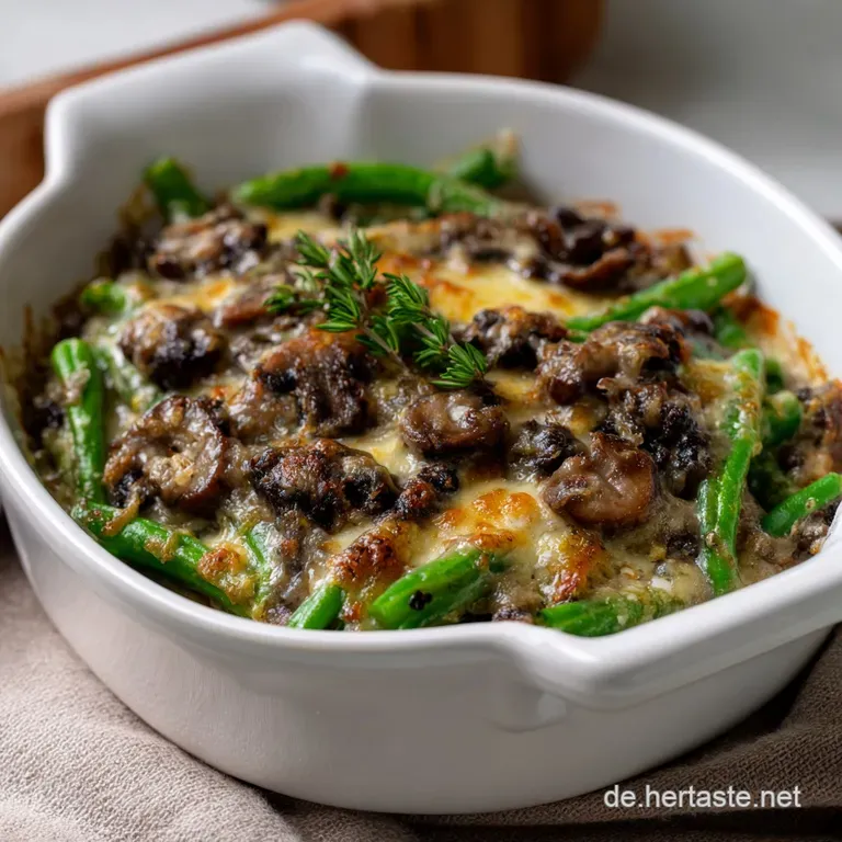 Green Bean Casserole: Keto Gr&uuml;ner-Bohnen-Auflauf Rezept presentation