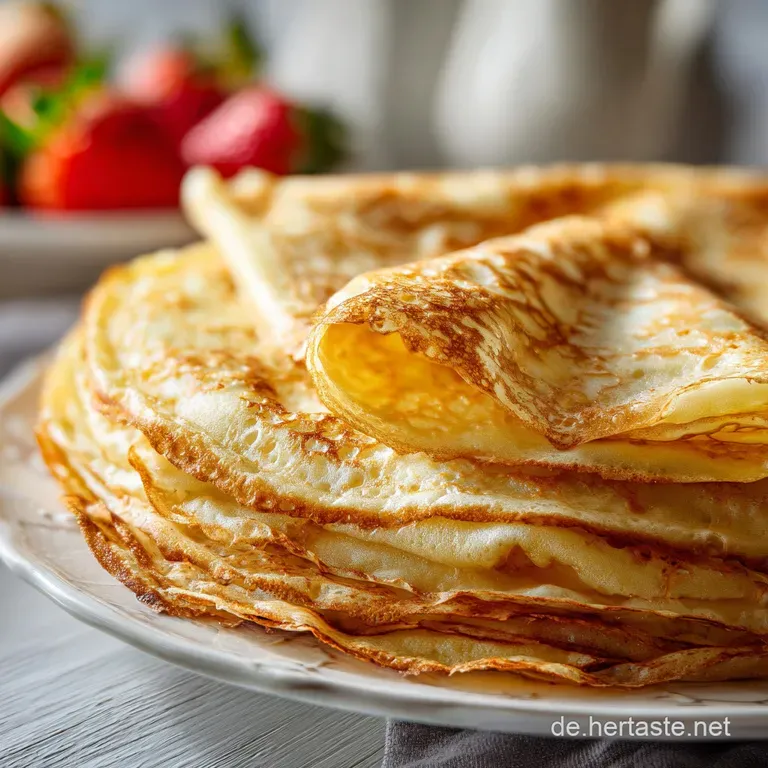 Delicately folded crepe, topped with a dollop of whipped cream and a sprinkle of bright red raspberries.