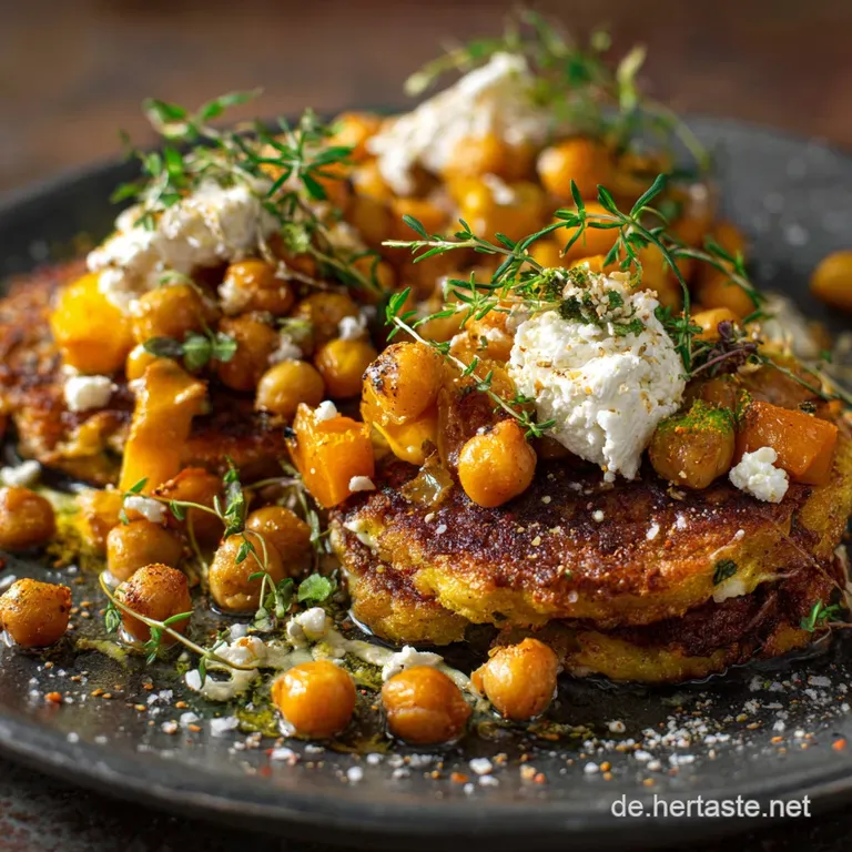 Knusprige Kichererbsen Bratlinge mit M&ouml;hren und cremigem Feta