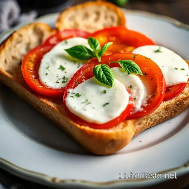 Knuspriges Tomate-Mozzarella-Baguette presentation