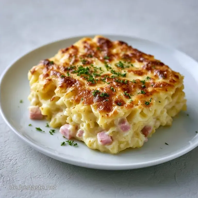 Kohlrabi Nudel Auflauf mit Schinken