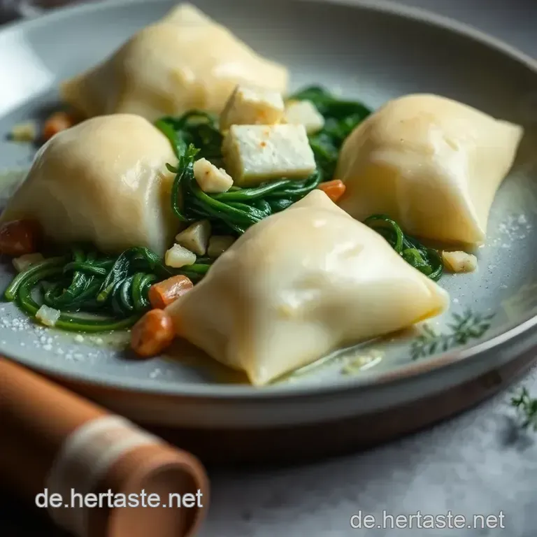 K&ouml;stliche Vegetarische Maultaschen &ndash; Schw&auml;bische Teigtaschen Mit Herz presentation