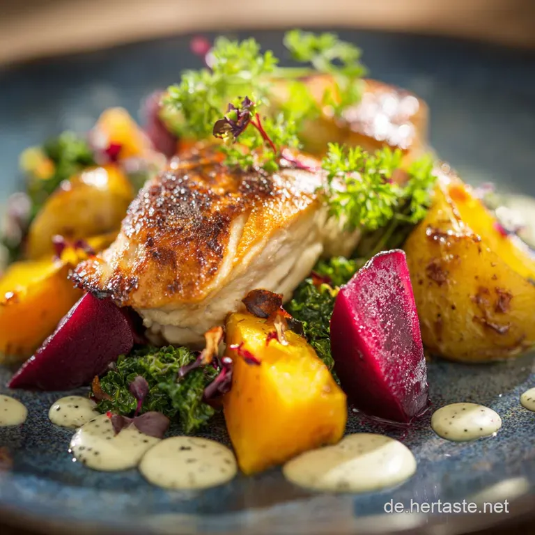 K&uuml;rbiskartoffelh&auml;hnchen Aus Dem Ofen: Der Goldene Herbst-Schmaus Vom Blech. presentation