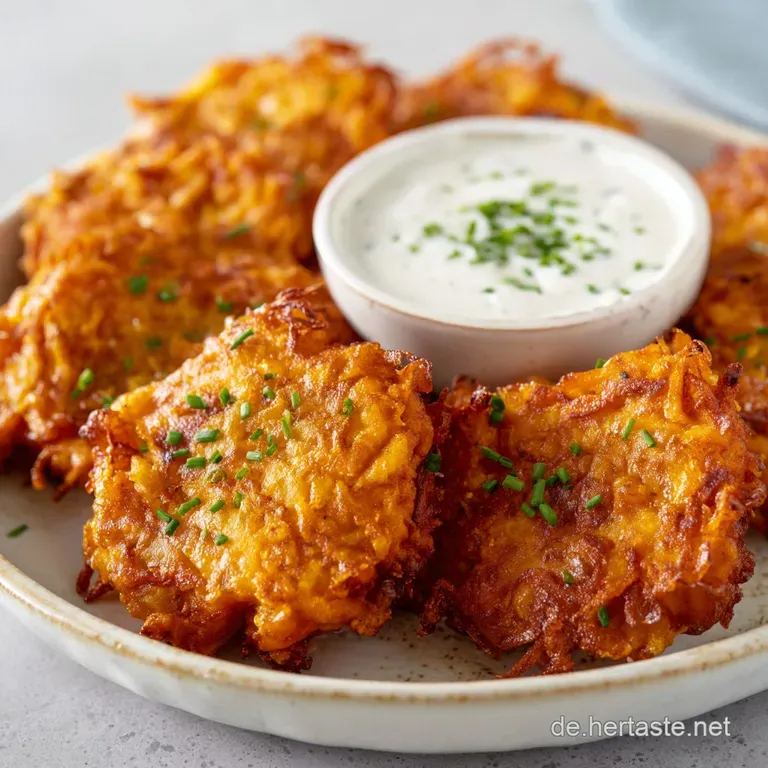 K&uuml;rbis Kartoffelpuffer Dip: Knusprig Herzhaft presentation