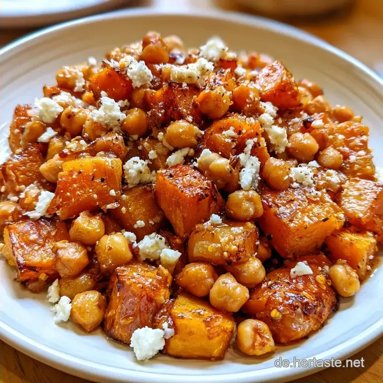 K&uuml;rbissalat mit Kichererbsen und Feta