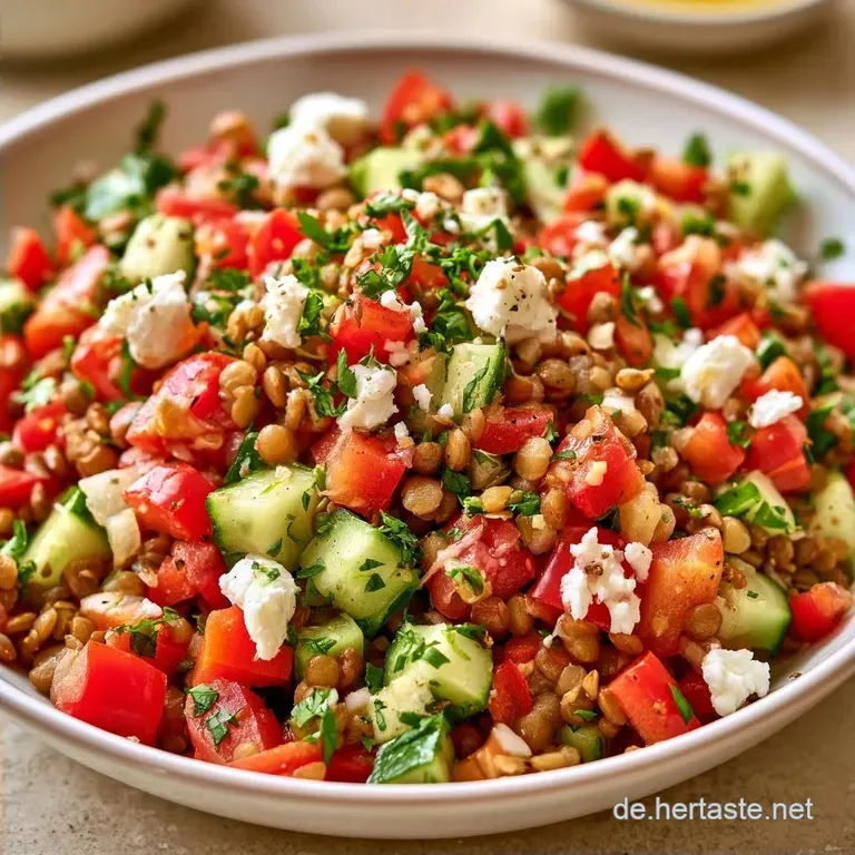 Linsensalat mit Feta und Paprika