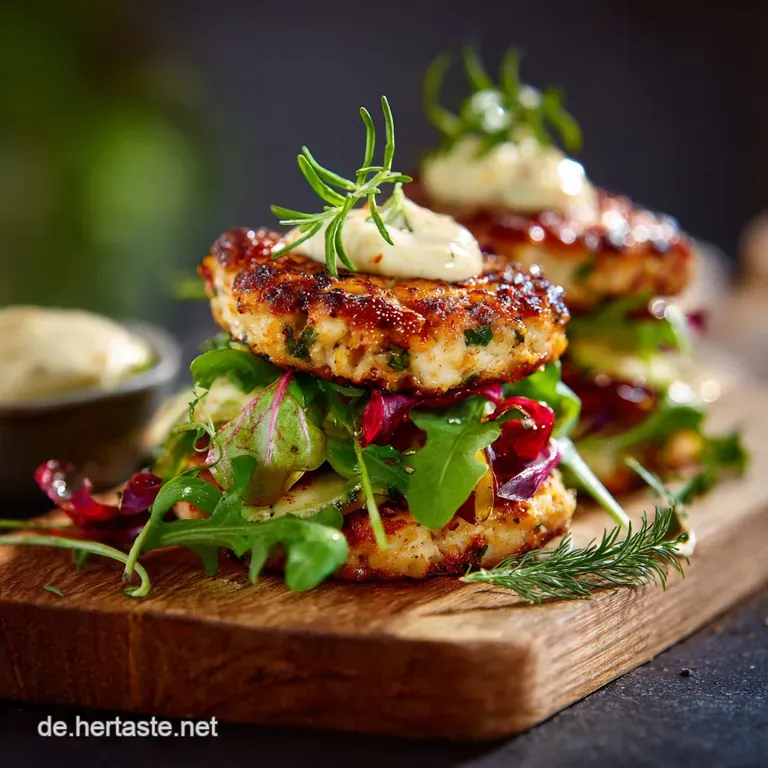 Low Carb Chickenburger Salat Mit Saftigen H&auml;hnchenpatties Und Rauchaioli presentation