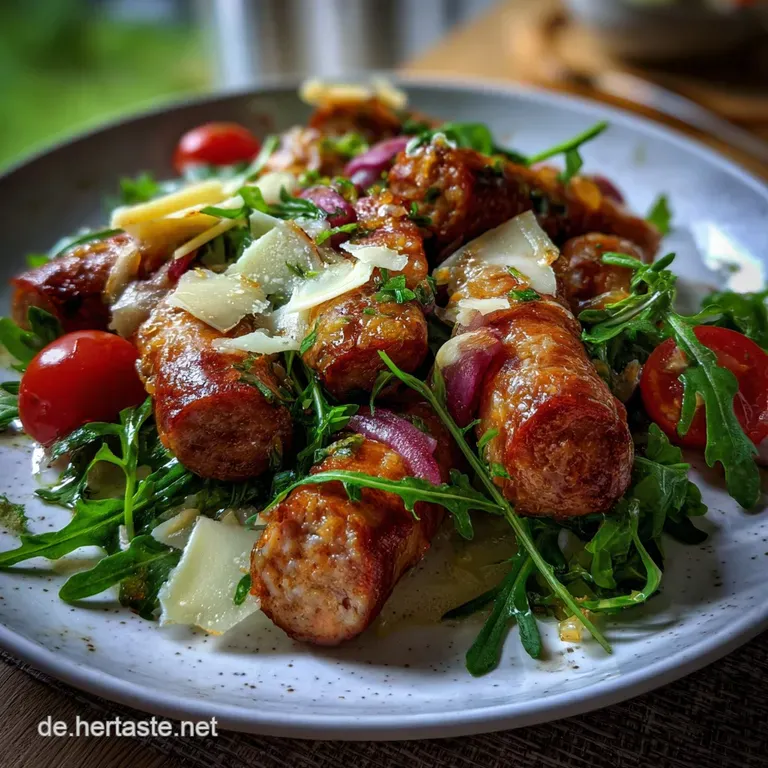 Vibrant, colorful Wurstsalat: Slices of sausage and cheese artfully arranged with crisp, fresh vegetables, ready to eat.