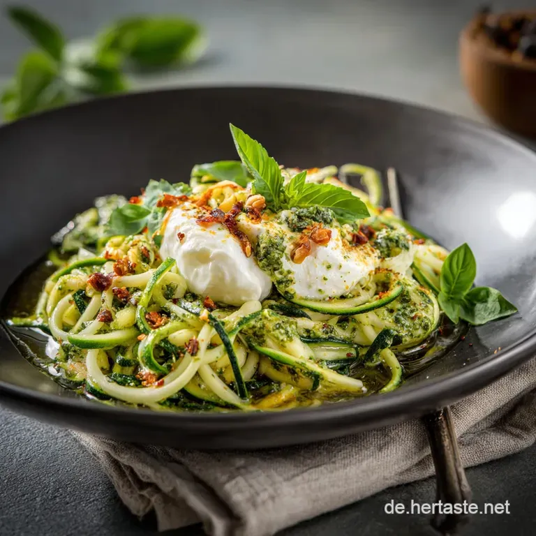 Mediterrane Low Carb Zucchininudeln Mit Rucolapesto Und Cremiger Burrata presentation
