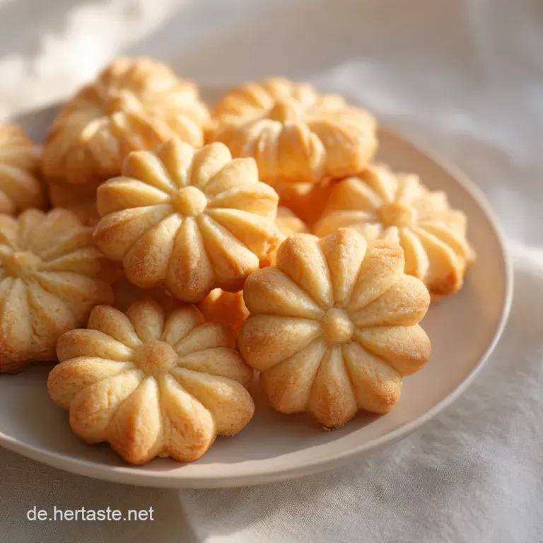 An artfully arranged plate of crisp, golden marzipan cookies, some drizzled with chocolate.