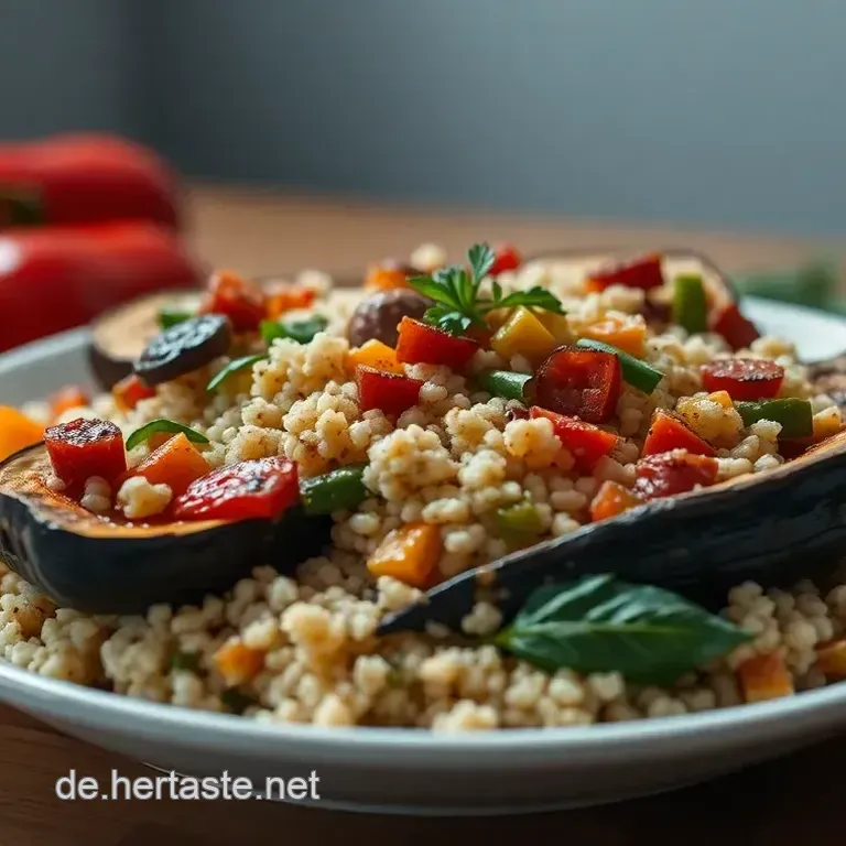 Mediterrane Tr&auml;ume: Vegetarisch gef&uuml;llte Auberginen mit Quinoa und Feta