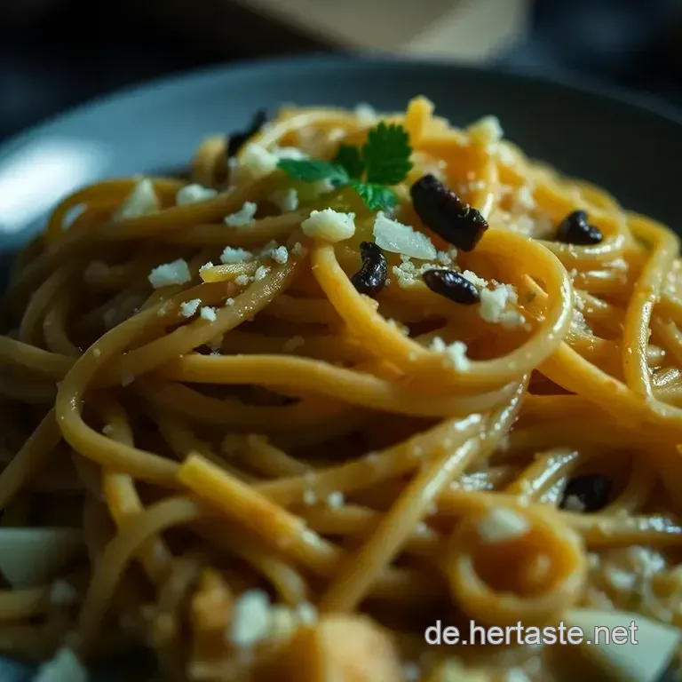 Nudeln Mit Brokkoli in Knoblauch-K&auml;se-Sauce presentation