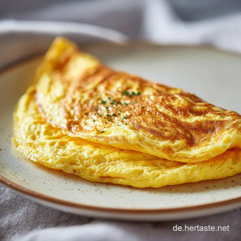 Elegant omelette roll, vibrant yellow, garnished with fresh parsley. Presented on a clean white plate for visual appeal.