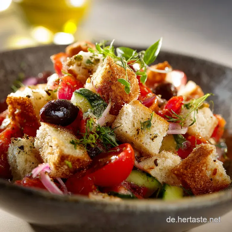 Sonniger Panzanella Authentischer Mediterraner Brotsalat